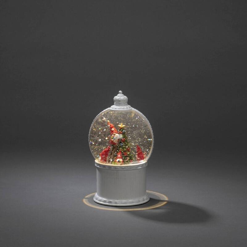 Konstsmide Laterne Schneekugel LED Kugellaterne Weihnachtsmann Weiß Timer Innen - 7318304300201