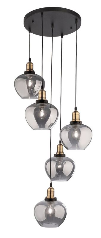 Nova Luce Pendelleuchte Hängeleuchte CEDRO E27 LED Schwarz Glas dimmbar 5-fach - 5212017407542