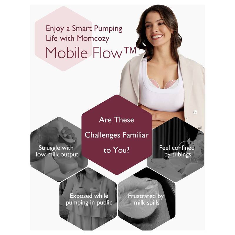 Momcozy Milchpumpe Mobile Flow M9 Akkupumpe 2 Stück Hautfreundlich Weiß Pink - 0762765367858