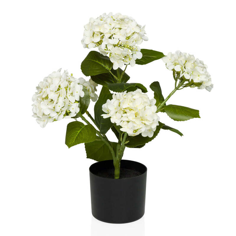 hjh OFFICE Kunstpflanze Kunstblume HYDRANGEA Dekopflanze Hortensie 52cm Weiß701 - 4064323038641