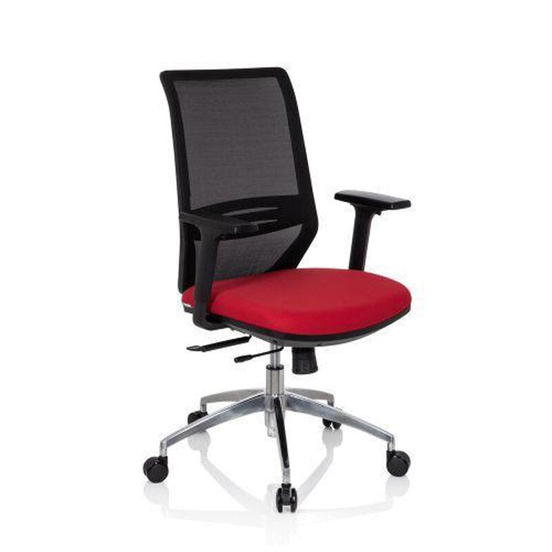 hjh OFFICE Profondo Bürostuhl Drehstuhl Schwarz Rot Stoff Netzgewebe Ergonomie - 4251084676926