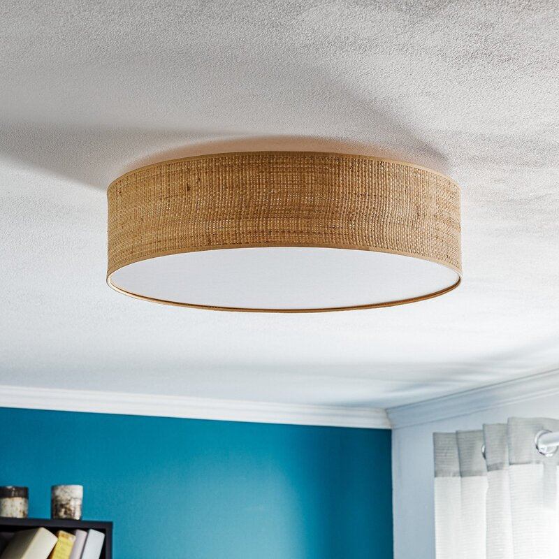 Euluna Deckenleuchte Leano Deckenlampe Deckenlicht Leuchte beige rund aus Rattan - 5902693774884