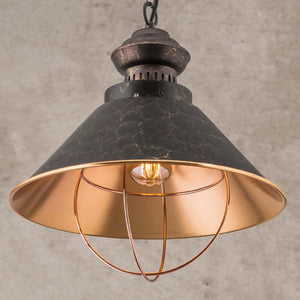 B-Ware Orion Pendellampe Shanta Hängelampe dimmbar schwarz-kupfer 30cm Höhe 34cm Ø