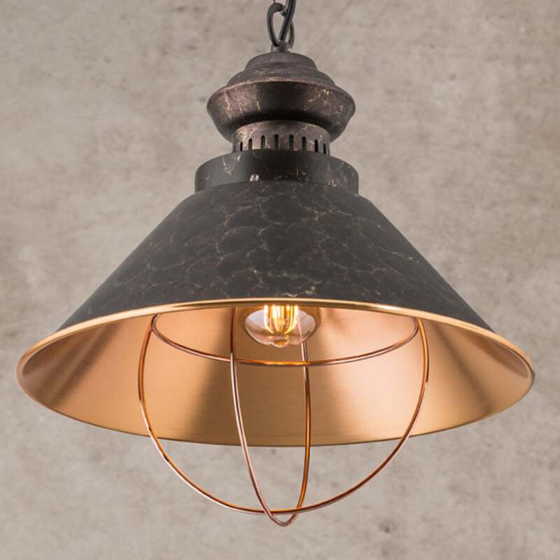 Orion Pendellampe Shanta Hängelampe dimmbar schwarz-kupfer 30cm Höhe 34cm Ø - 9003090245703