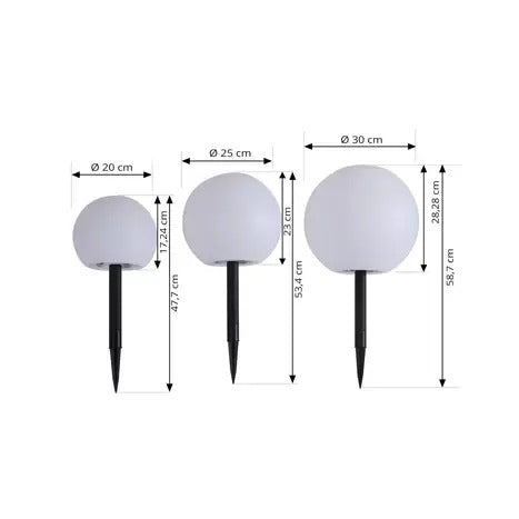 Lindby Solarlampen Gartenleuchten LED Kugeln Erdspieß Set weiß Lago - 4018065