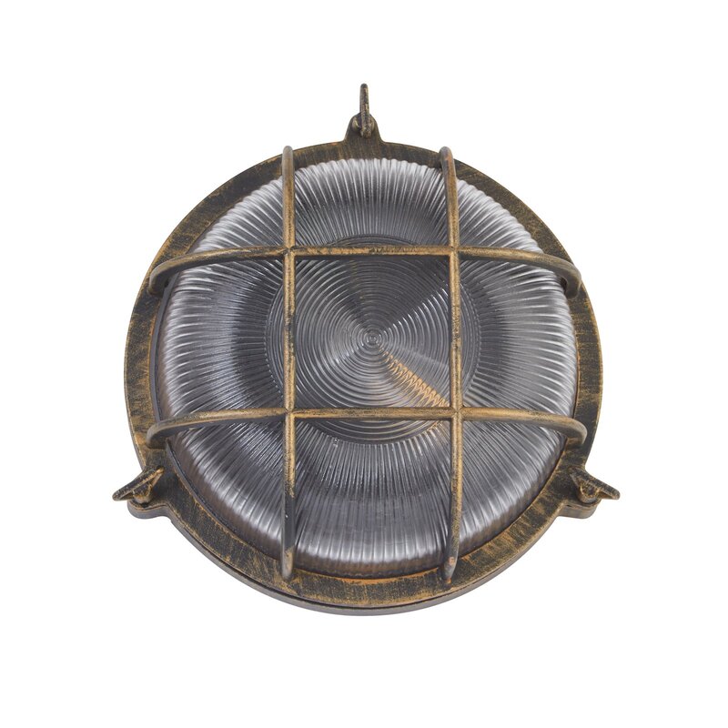 Searchlight Schiffsarmatur Porto Wandleuchte Deko-Wandleuchte rund schwarz gold - 5053423228068