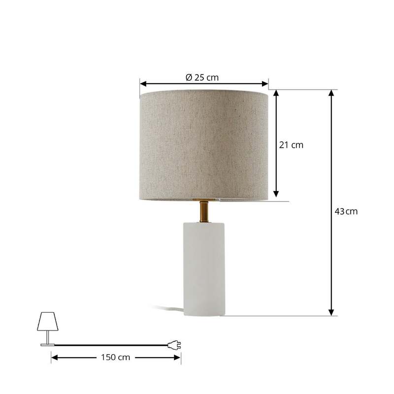 Lindby Tischlampe Alabaster Tischleuchte Leuchte weiß/beige Ø 25cm Marmor E27 - 4251911794977