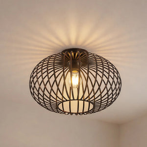 B-Ware Lindby Deckenlampe Rosalea LED Lampe dimmbar schwarz kupfer Ø40cm 25,5cm