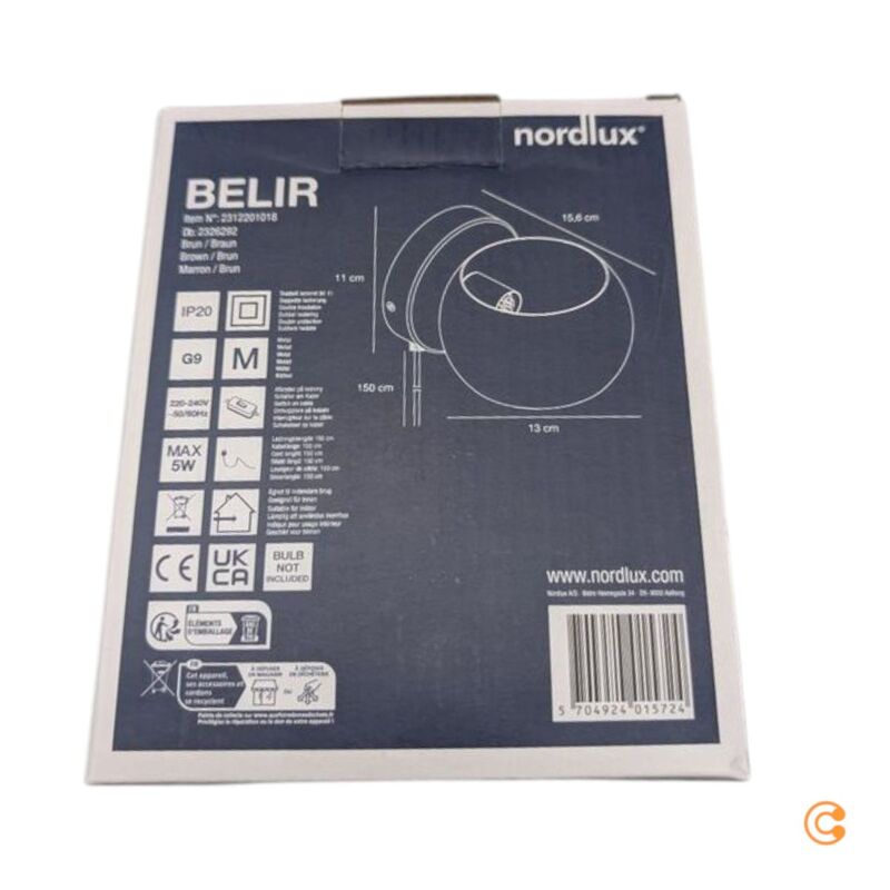 Nordlux Wandleuchte Wandlampe Belir 2312201018 G9 LED Leuchte braun Ø130mm - 5704924015724
