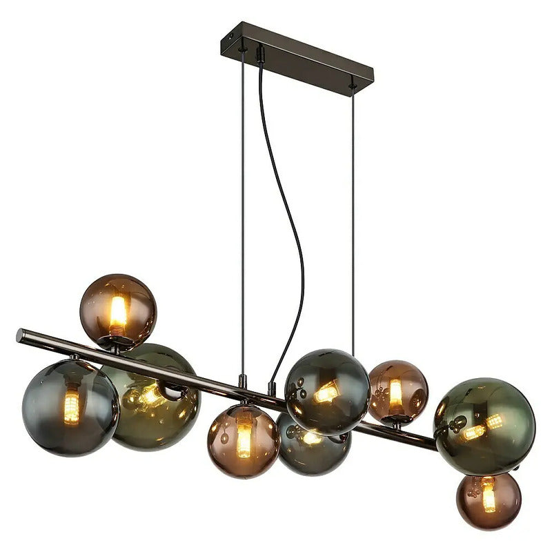Globo Riha Pendant Light, Length 86 Cm, Black/smoke Grey, 9-bulb - 9007371456116