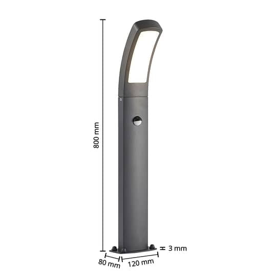 Lindby LED-Sockelleuchte Moshe anthrazit Gartenlampe mit Bewegungsmelder 60cm - 4251911734355