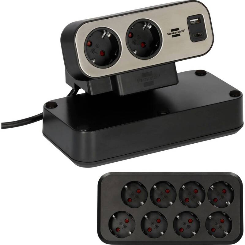 Brennenstuhl Tischsteckdose 10fach Silber USB Schutzkontakt Innenbereich 230V - 4007123682164