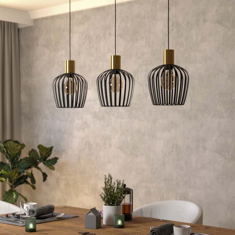 Eglo Hängelampe Hängeleuchte Empoli LED Pendelleuchte dimmbar schwarz messing - 9008606299898