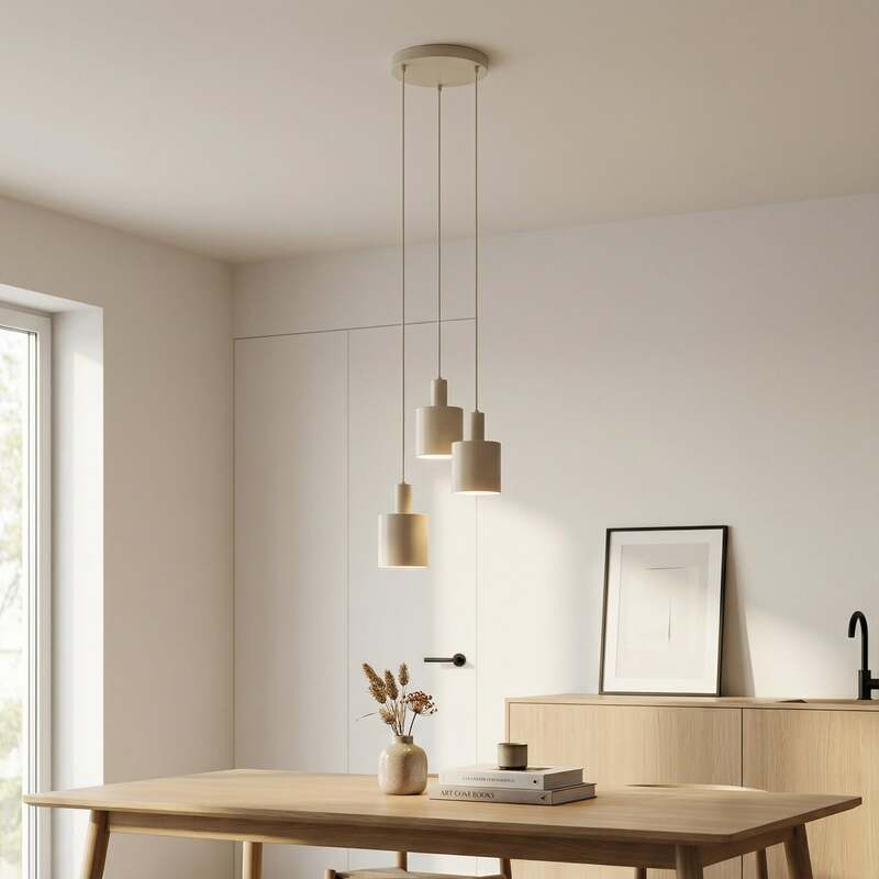 Lindby Hängelampe Hängeleuchte Ovelia LED Pendelleuchte dimmbar beige 3-flammig - 4251911775273