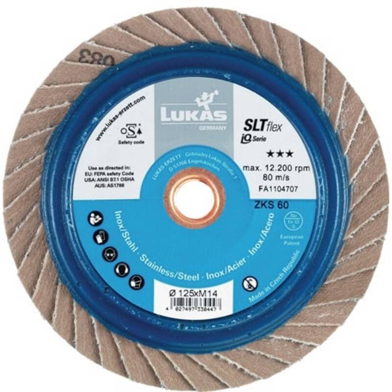 LUKAS Fächerscheibe Schleifscheibe Spezial-Zirkonkorund Ø125mm INOX Stahl K40 - 4027497330430