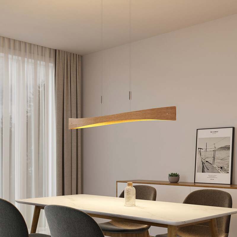 Lindby Hängeleuchte Pendelleuchte Beazina LED Lampe dimmbar Eiche Metall 118cm - 4251096597486