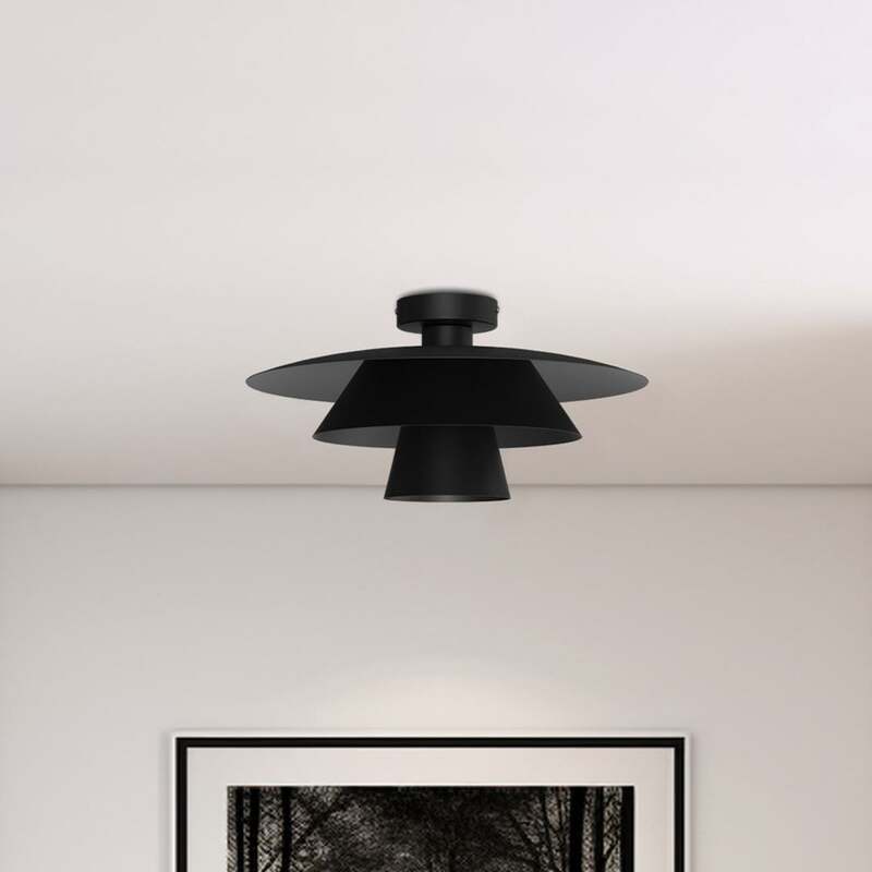 Deckenleuchte Plato Lampe schwarz Stahl Ø 38 cm E27 LED Deckelampe Leuchte innen - 5907565944938