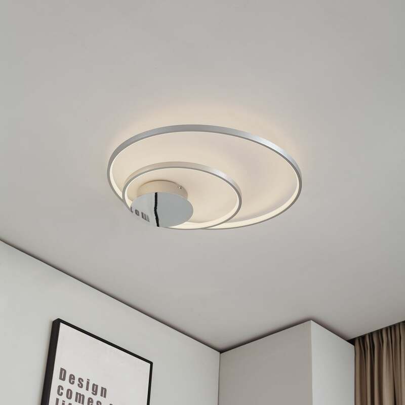 Lindby Deckenleuchte LED Nerwin dimmbar Lampe Leuchte warmweiß Ø64,5cm chrom - 4251096574012