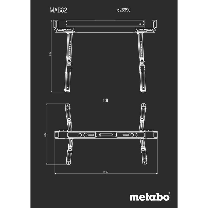 Metabo Arbeitsbock Stahlbock 590 kg Traglast 10,2 kg höhenverstellbar 615-820mm - 4061792253575