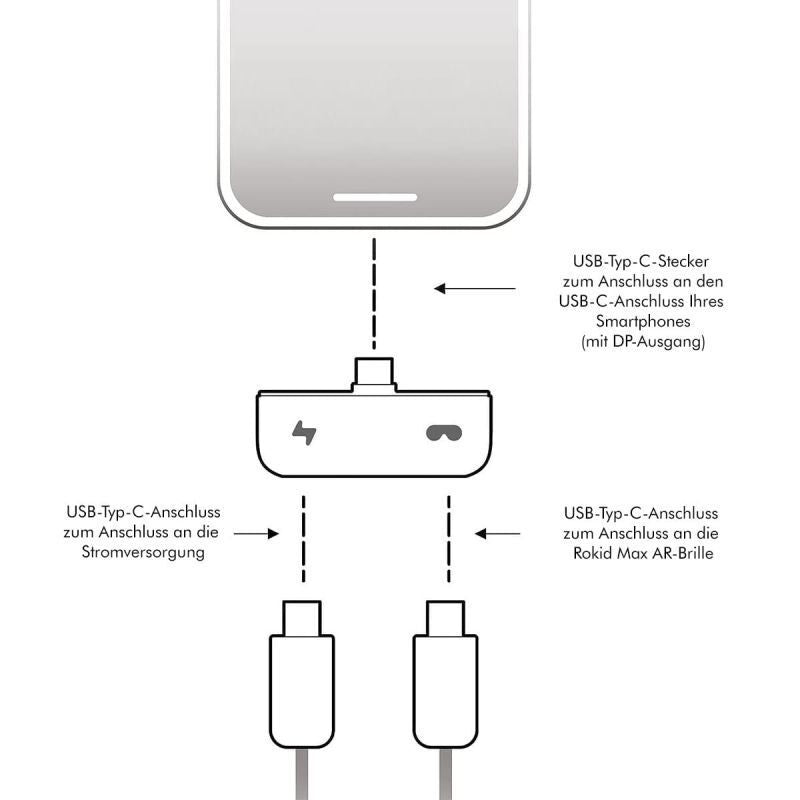 Rokid Hub Ergänzung Adapter Konverter Rokid Max AR Brille Blau Docking Akku - 6970882200291