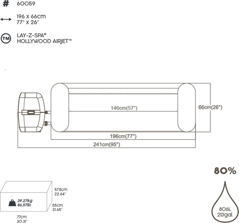 Bestway LAY-Z-SPA Hollywood AirJet Whirlpool 6 Personen 196x66cm schwarz rund - 6941607304174