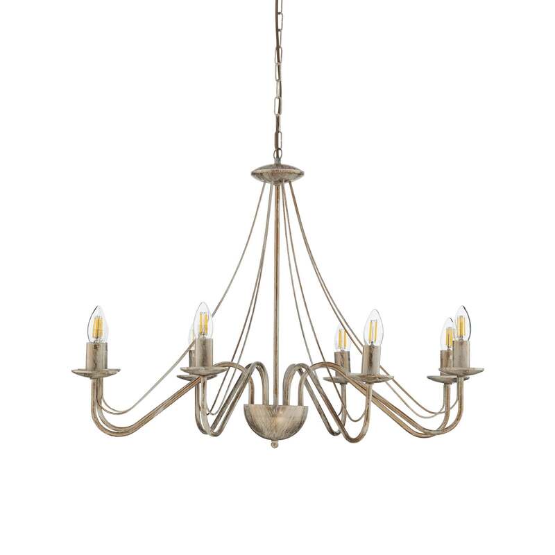 Kronleuchter Malbo Hängelampe Licht 8-flammig LED dimmbar weißgold Metall Ø77cm - 5902349238012
