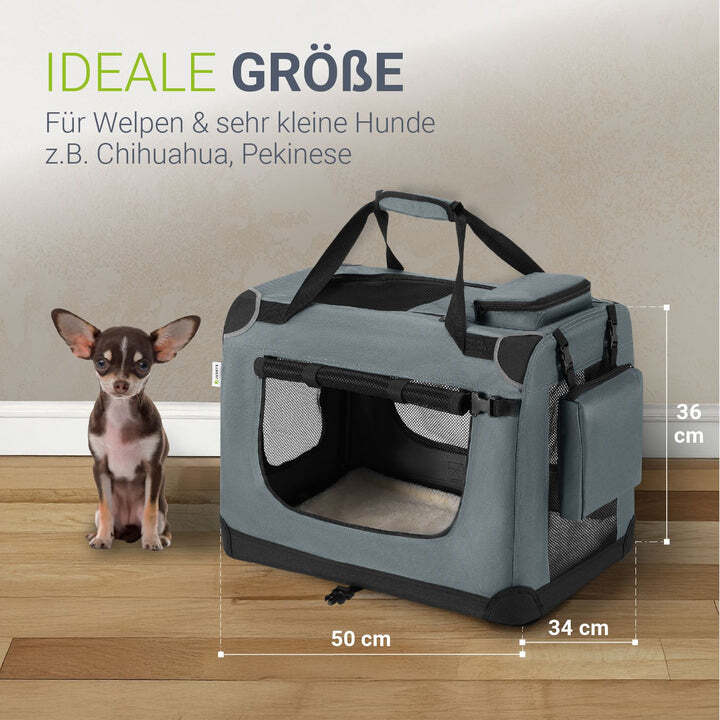 Hundebox Auto faltbar Lassie S Hundetransportbox grau Tragegriff kleine Hunde - 4260304769898
