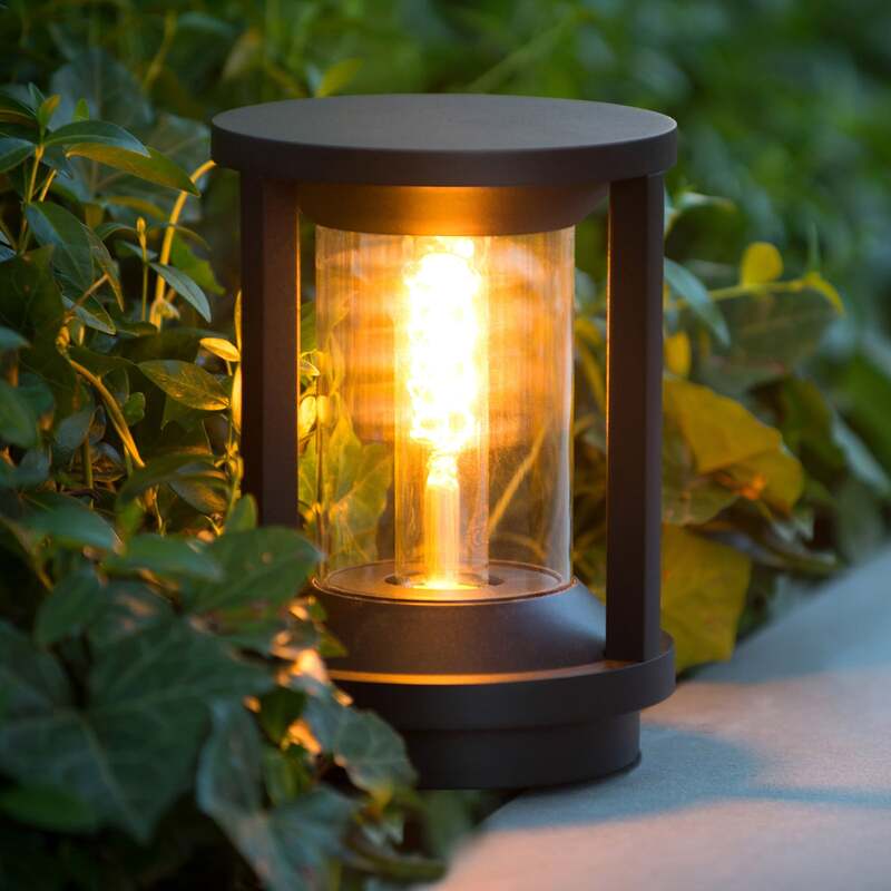 Lucide Sockelleuchte Außenleuchte Cadix LED Gartenlampe schwarz 22cm IP65 Lampe - 5411212151902
