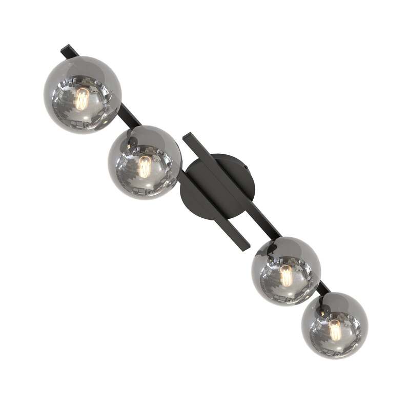 Kairo Deckenleuchte Lampe schwarz rauchgrau Metall Glas dimmbar vierflammig - 5907106011754