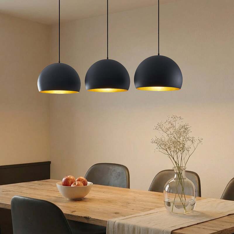 Lindby Pendellampe Hängeleuchte Tarjei LED Lampe dimmbar schwarz-gold 146cm - 4251911703320