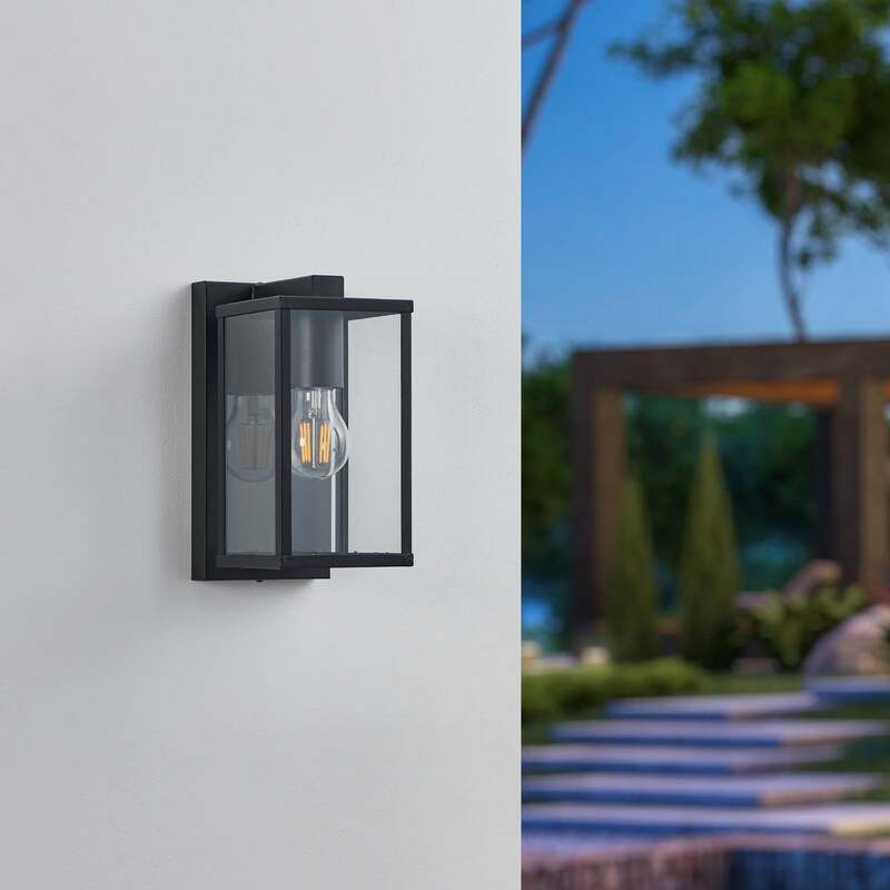 EGLO Außenwandleuchte Budrone schwarz klar Gartenleuchte Lampe dimmbar IP44 27cm - 9008606231607