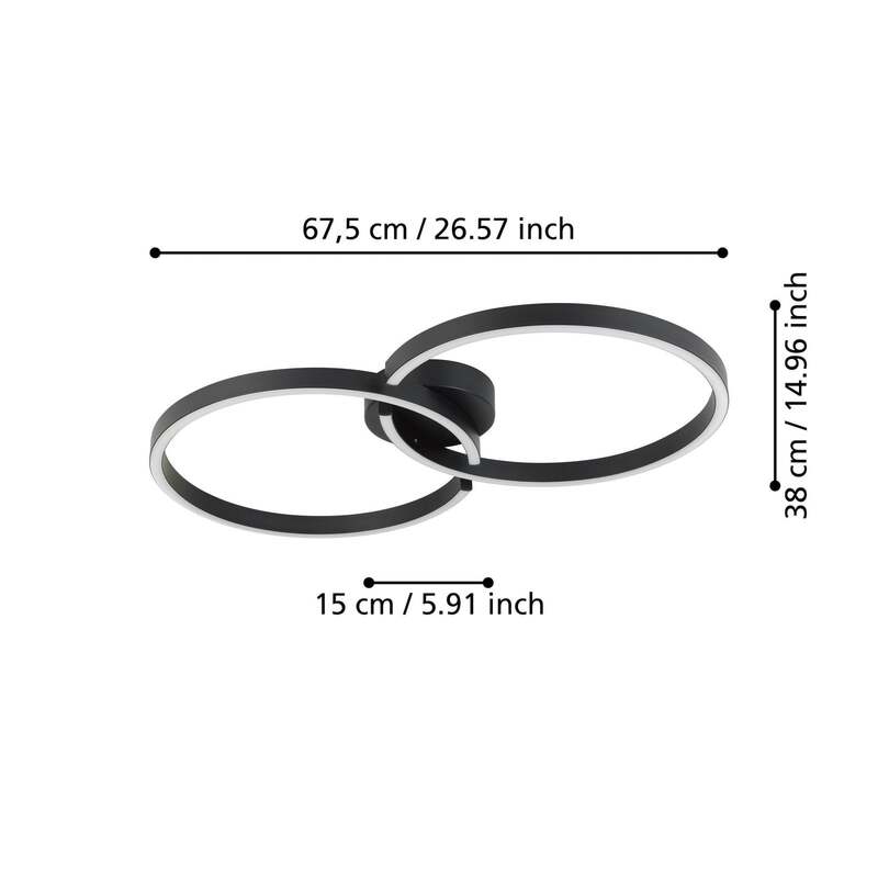 Eglo Deckenlampe Armandolo LED Lampe dimmbar RGB CCT schwarz 67,5cm 2400Lumen - 9008606275076