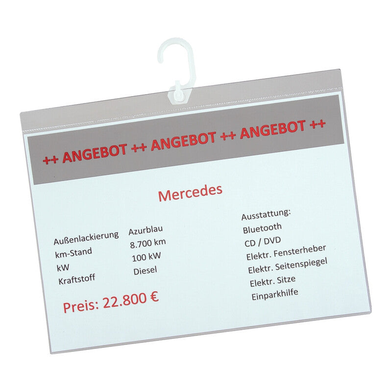 Eichner Preisblatthalter DIN A4 Quer PC 5 Stück Verkaufsschilder Haken - 4052301005693