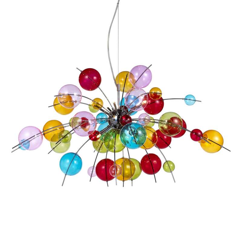 Näve Aurinia Bunte Hängeleuchte 98 cm dimmbar G9 10x20W Glas Metall chrom - 4003222789391