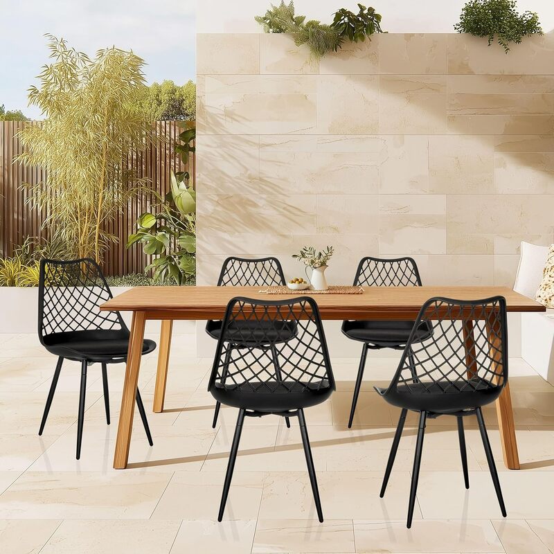 hjh LIVING BEGIO S Schalenstuhl mit Kissen wetterfest schwarz 46 cm Sitzhöhe - 4064323107163