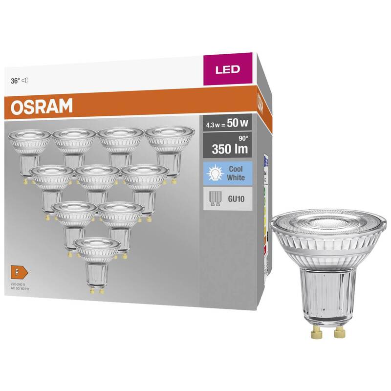 OSRAM LED Reflektor GU10 4.3W 50W neutralweiß 10er Set PAR16 4000K 36° - 4058075036703