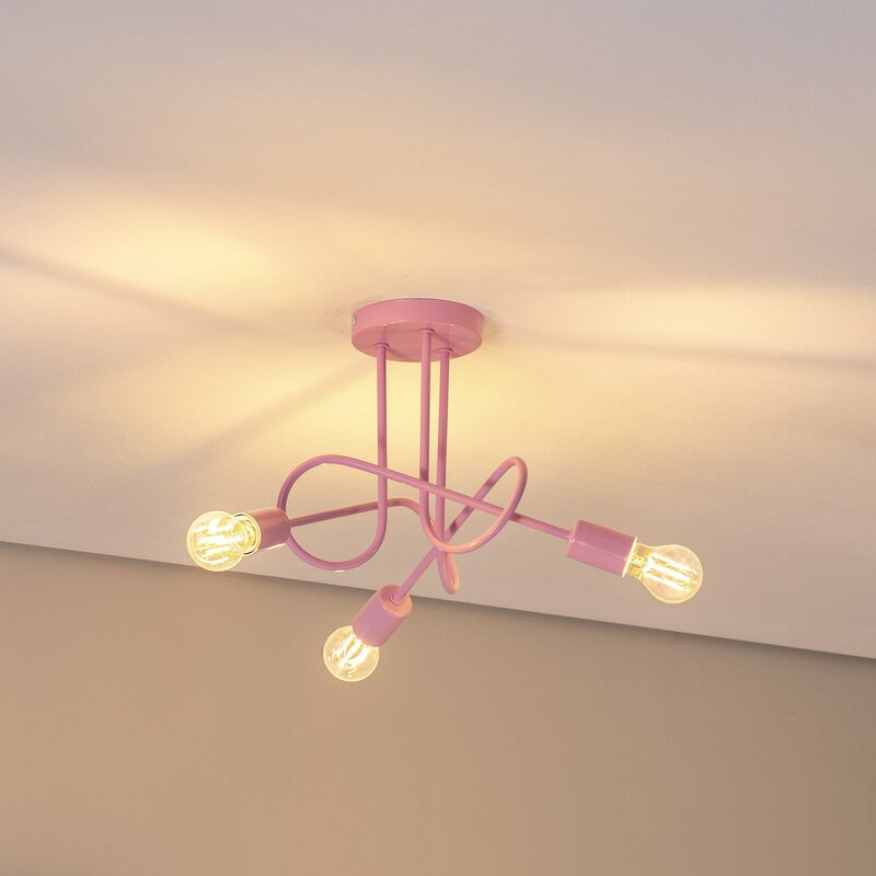 Oxford Deckenleuchte Lampe hellrosa Ø 44 cm Metall 3 flammig - 5902349236704