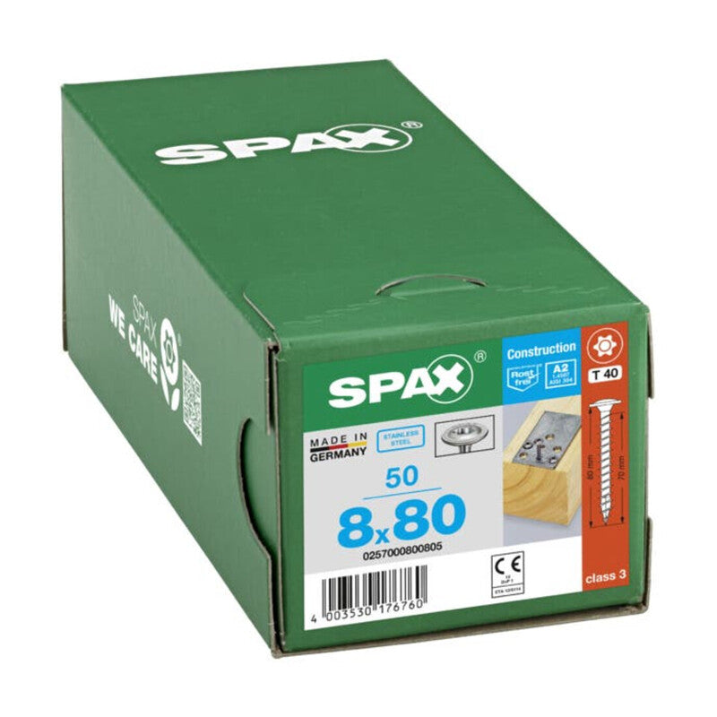 SPAX Schraube Edelstahl 8x80mm Senkkopf T-STAR plus 4CUT Handwerksbedarf 50 St. - 4003530176760