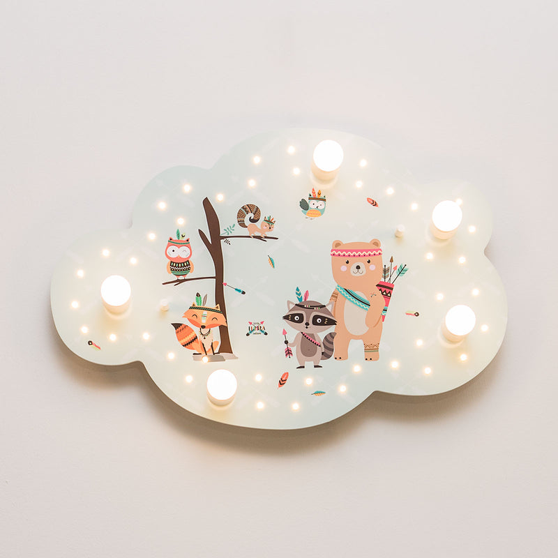 ELOBRA Deckenleuchte Lampe Little Indians LED Wolke mintgrün 75x50cm Holz - 4019698135747