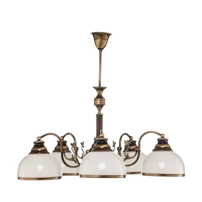 Pendelleuchte Petro 5-flammig altmessing weiß 70 cm dimmbar E27 Made in Europe - 5905962006242