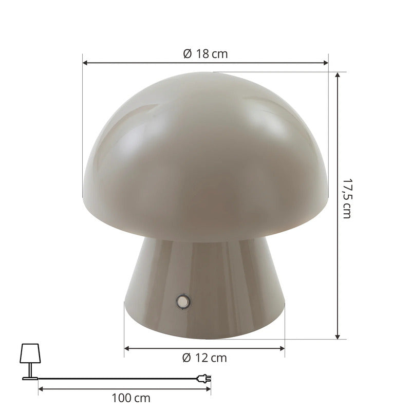 Lindby Tischlampe LED Akkutischlampe Nevijo dimmbar grau 2000mAh 18cm Ø - 4251911765663