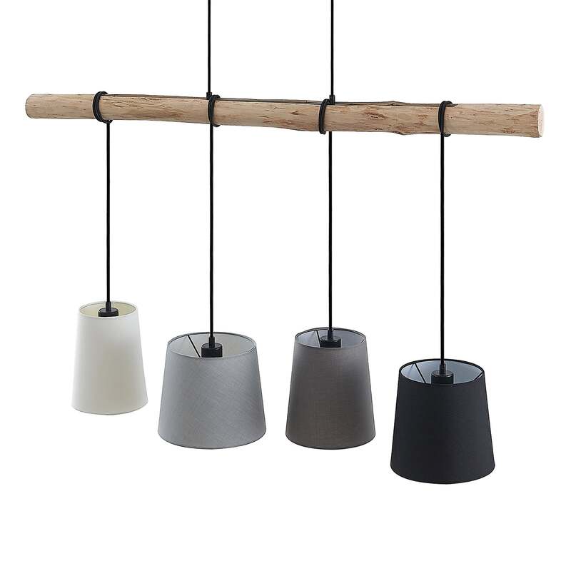 Lindby Hinai Hängeleuchte Deckenlampe Pendelleuchte Lampe E27 schwarz grau weiß - 4251911724646