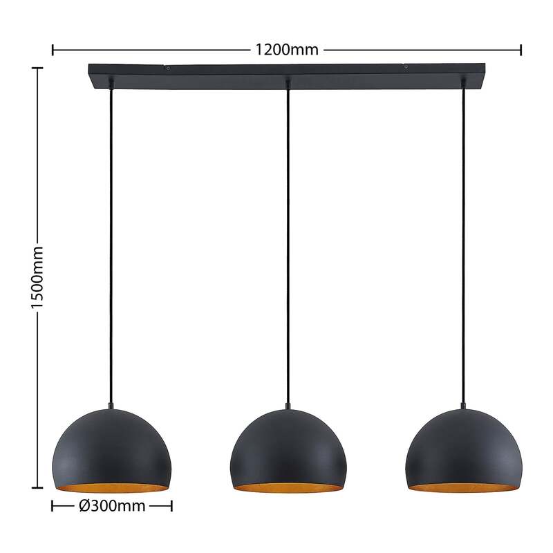 Lindby Tarjei Pendelleuchte Hängeleuchte Deckenlampe Leuchte 120cm schwarz-gold - 4251911703306