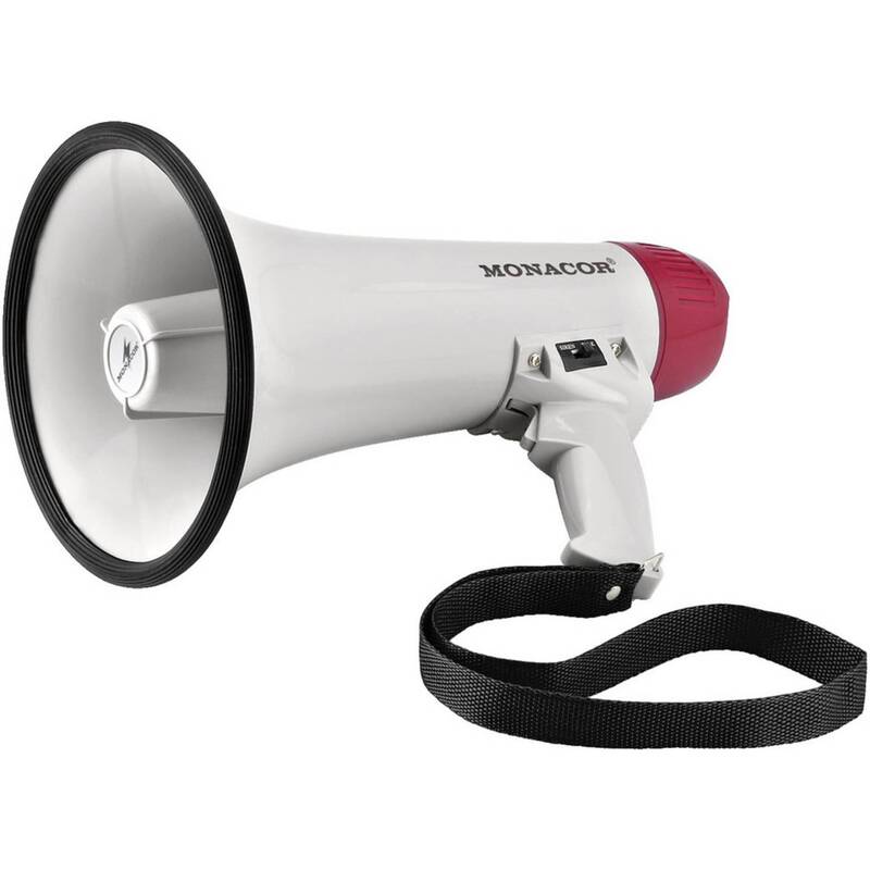 Monacor Megaphon TM-11 integrierte Sounds 15W Lautsprecher tragbar weiß 34cm - 4007754226065