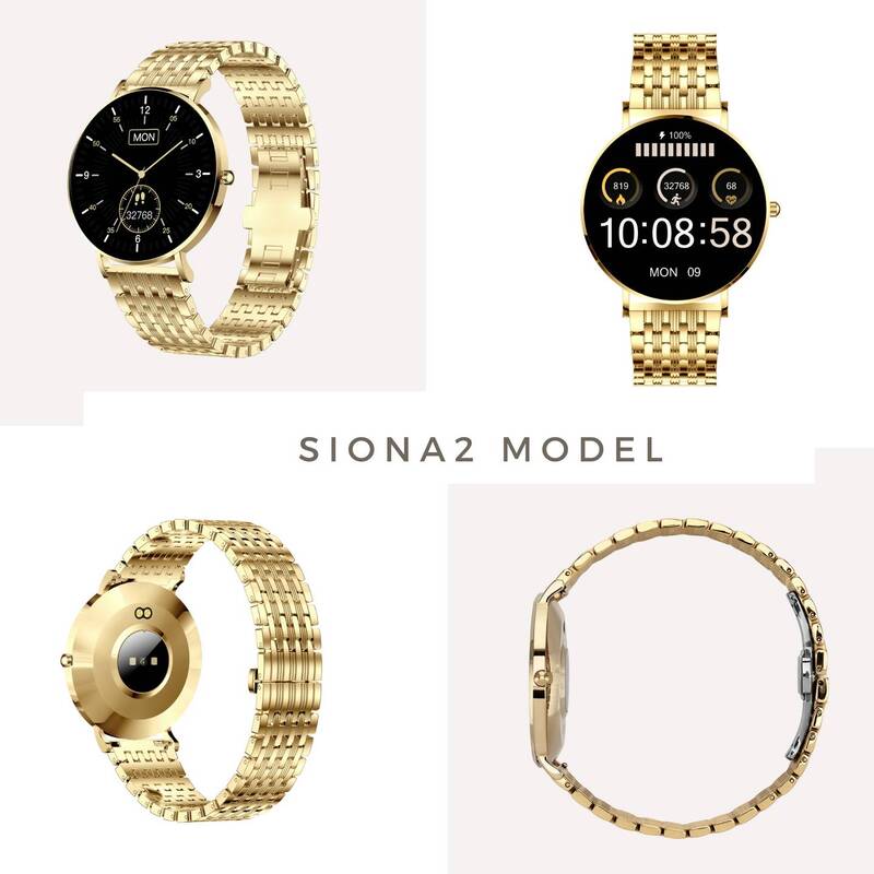 XCOAST SIONA 2 Smartwatch Uhr Fitnessuhr Gold Damen Fitness Tracker773 - 4260449576962