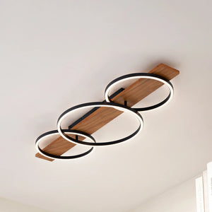 B-Ware Lindby Deckenleuchte Deckenlampe LED Galad Holz schwarz Lampe Leuchte 3flg 98cm