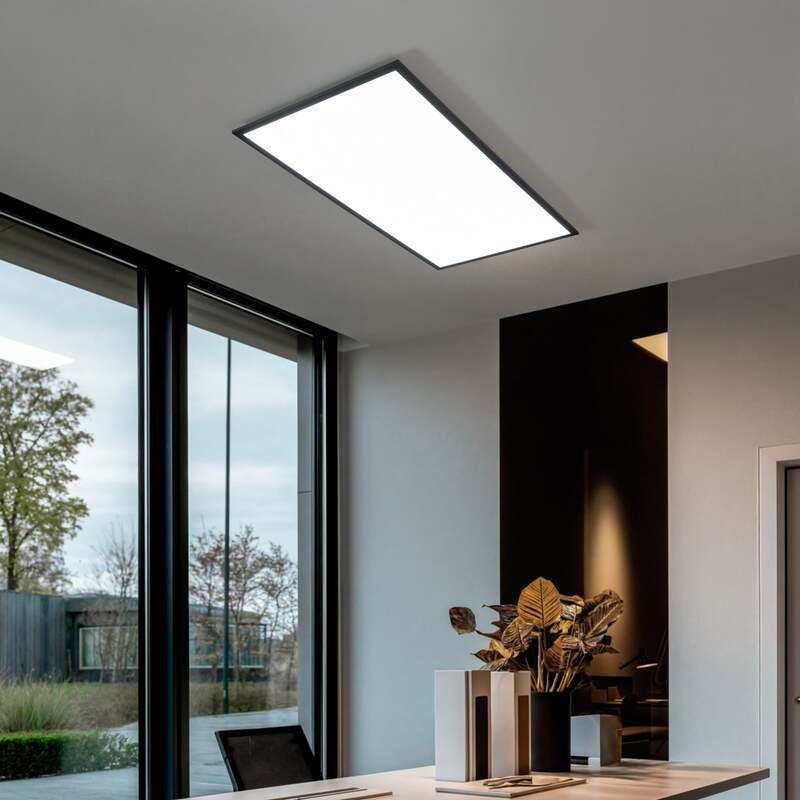 Lindby Deckenlampe Nelios LED Lampe dimmbar schwarz 120x60cm CCT 2700K-6500K - 4251911739411