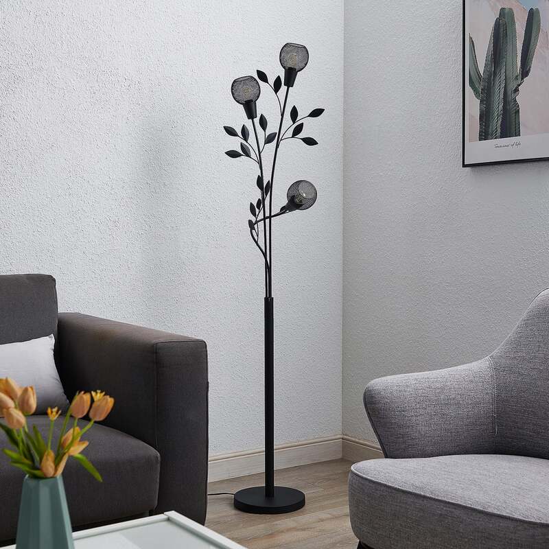 Lindby Stehlampe Florentiner Leuchte Kanye LED 3-flammig schwarz 160cm hoch - 4251911712919