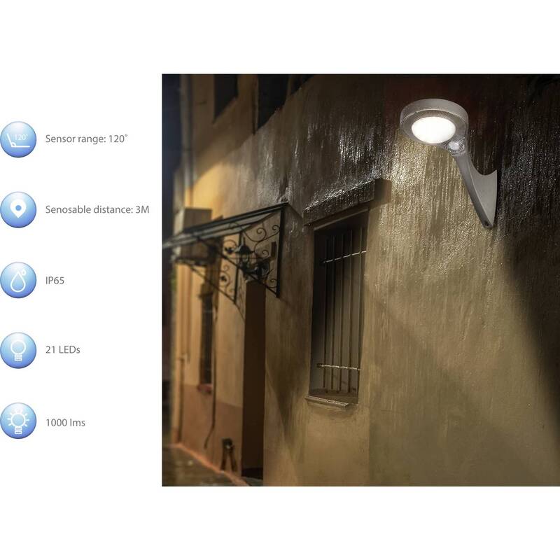 Sygonix Solar-Außenwandleuchte mit Bewegungsmelder LED Gartenleuchte grau 10W - 4064161160009