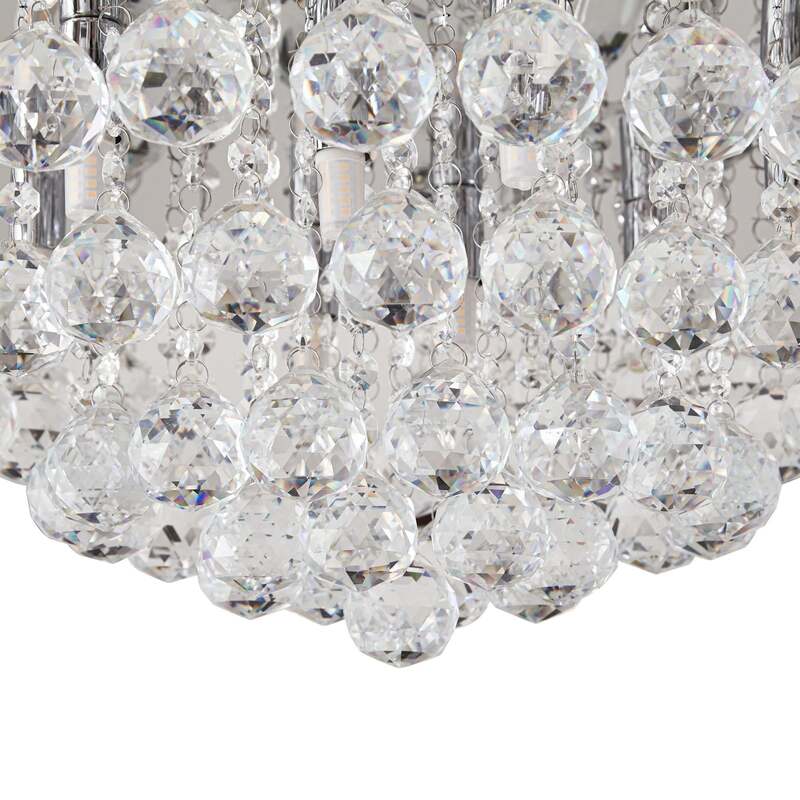 Lindby Deckenleuchte Antonino LED Kristall Deckenlampe dimmbar chrom Ø55cm 8-flg - 4251096590043